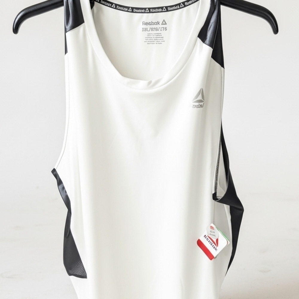 2X Reebok White and Black Men’s Athletic Tank Top